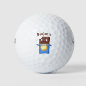 Cute happy chocola snoep bar cartoon golfballen (Voorkant)