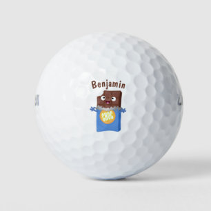 Cute happy chocola snoep bar cartoon golfballen