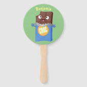 Cute happy chocola snoep bar cartoon handwaaier (Achterkant)