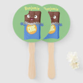 Cute happy chocola snoep bar cartoon handwaaier (Voorkant en achterkant)