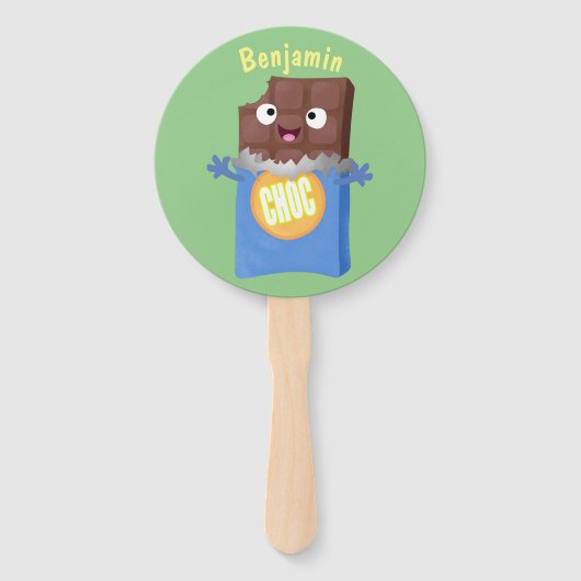 Cute happy chocola snoep bar cartoon handwaaier (Voorkant)