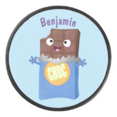 Cute happy chocola snoep bar cartoon hockey puck (Voorkant)