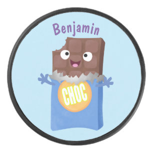 Cute happy chocola snoep bar cartoon hockey puck
