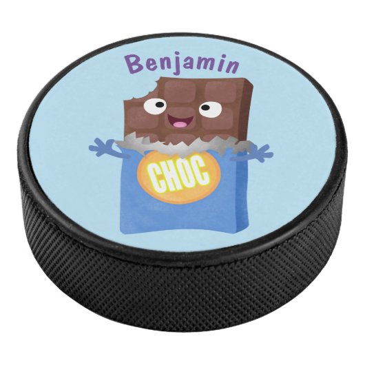 Cute happy chocola snoep bar cartoon hockey puck (3/4)