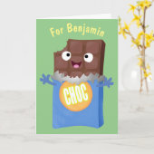Cute happy chocola snoep bar cartoon kaart (Gele Bloem)