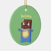 Cute happy chocola snoep bar cartoon keramisch ornament (Rechts)