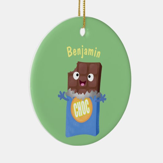 Cute happy chocola snoep bar cartoon keramisch ornament (Rechts)