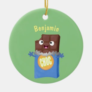 Cute happy chocola snoep bar cartoon keramisch ornament