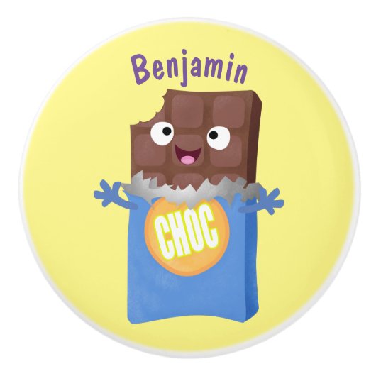 Cute happy chocola snoep bar cartoon keramische knop (Voorkant)