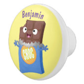 Cute happy chocola snoep bar cartoon keramische knop (Rechts)