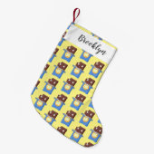 Cute happy chocola snoep bar cartoon kleine kerstsok (Voorkant (Hangend))