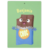 Cute happy chocola snoep bar cartoon klembord (Achterkant)