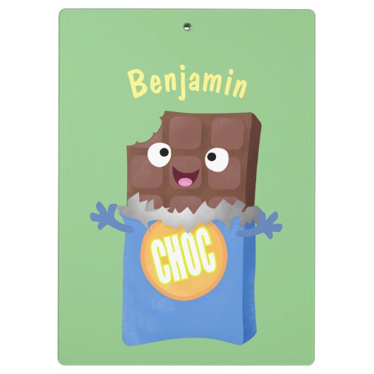 Cute happy chocola snoep bar cartoon klembord (Achterkant)