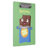 Cute happy chocola snoep bar cartoon klembord (Rechts)