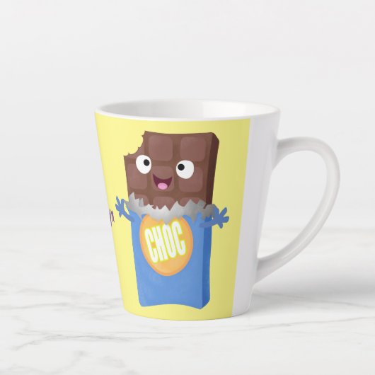 Cute happy chocola snoep bar cartoon latte mok (Rechts)