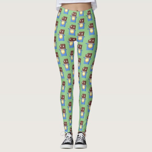 Cute happy chocola snoep bar cartoon leggings (Voorkant)