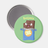 Cute happy chocola snoep bar cartoon magneet (Voorkant / Achterkant)