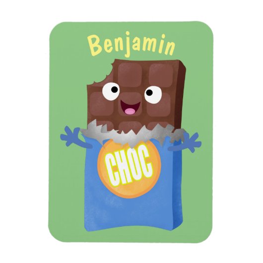 Cute happy chocola snoep bar cartoon magneet (Verticaal)