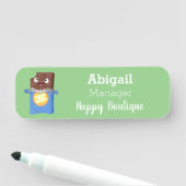 Cute happy chocola snoep bar cartoon naamplaatje (In situ)