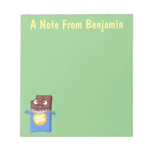 Cute happy chocola snoep bar cartoon notitieblok (Voorkant)
