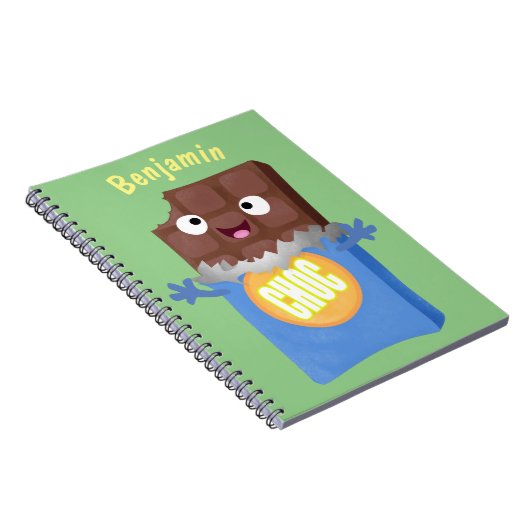 Cute happy chocola snoep bar cartoon notitieboek (Rechterzijde)