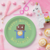 Cute happy chocola snoep bar cartoon papieren bordje (Feest)