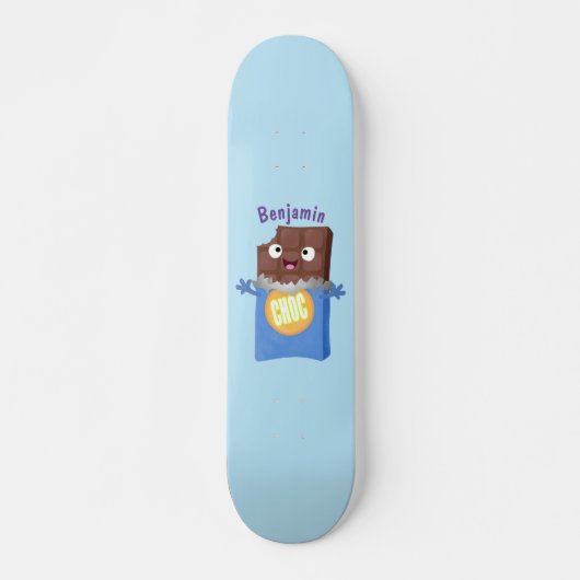 Cute happy chocola snoep bar cartoon persoonlijk skateboard (Voorkant)