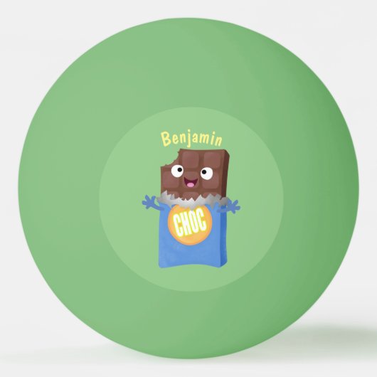 Cute happy chocola snoep bar cartoon pingpongbal (Voorkant)