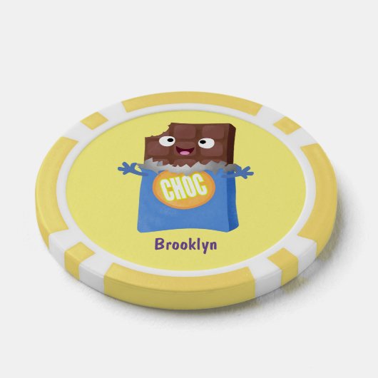 Cute happy chocola snoep bar cartoon poker chips (Enkel)