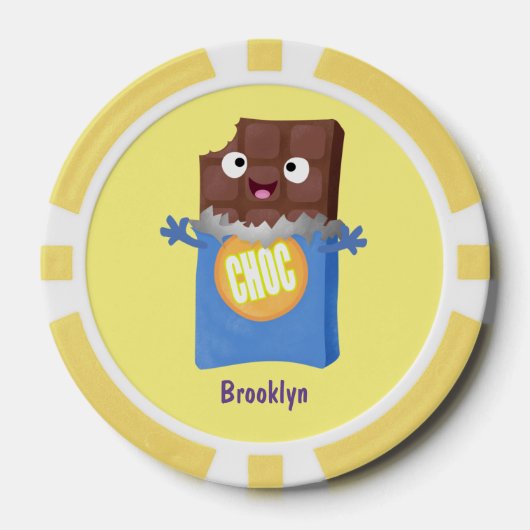 Cute happy chocola snoep bar cartoon poker chips (Voorkant)
