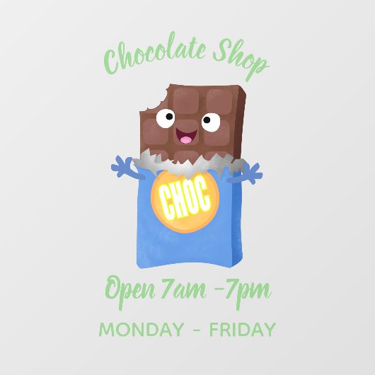 Cute happy chocola snoep bar cartoon raamsticker (Vel)