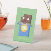 Cute happy chocola snoep bar cartoon reclamebord met voetstuk (Insitu)
