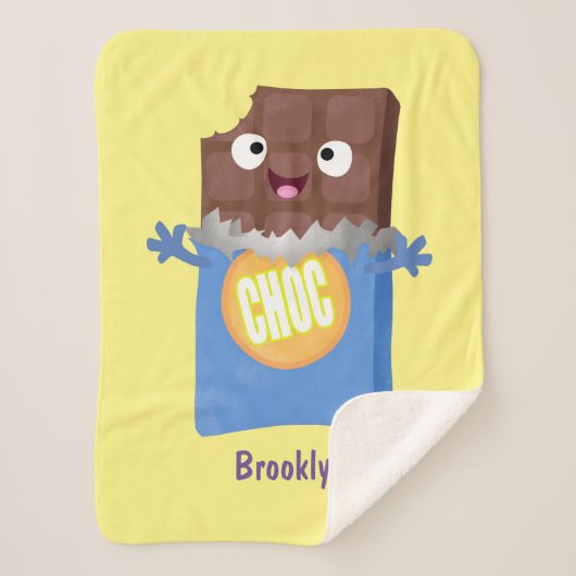 Cute happy chocola snoep bar cartoon sherpa deken (Voorkant)