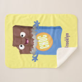 Cute happy chocola snoep bar cartoon sherpa deken (Voorkant (horizontaal))