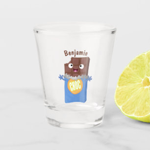 Cute happy chocola snoep bar cartoon shot glas