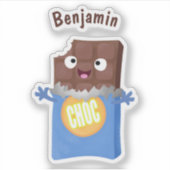 Cute happy chocola snoep bar cartoon sticker (Voorkant)