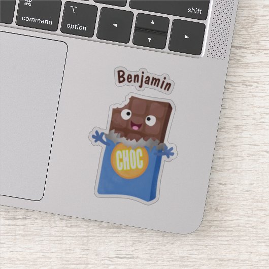 Cute happy chocola snoep bar cartoon sticker (Detail)