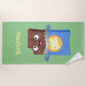 Cute happy chocola snoep bar cartoon strandlaken (Voorkant)