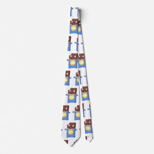Cute happy chocola snoep bar cartoon stropdas (Voorkant)