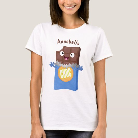 Cute happy chocola snoep bar cartoon t-shirt (Voorkant)