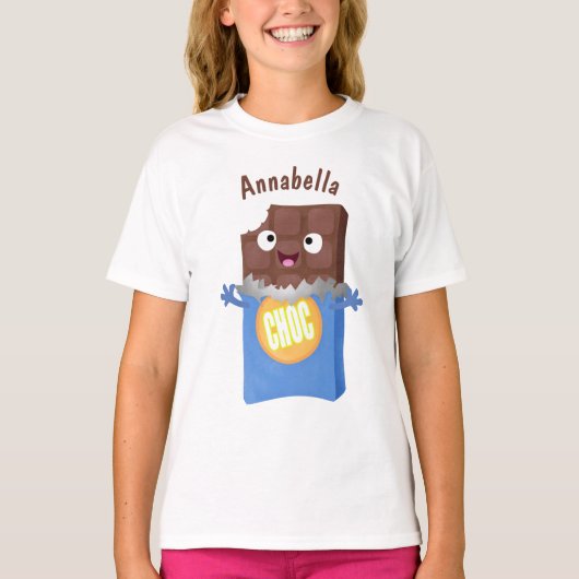 Cute happy chocola snoep bar cartoon t-shirt (Voorkant)