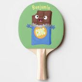 Cute happy chocola snoep bar cartoon tafeltennisbatje (Achterkant)