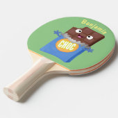 Cute happy chocola snoep bar cartoon tafeltennisbatje (Voorkant Gekanteld)