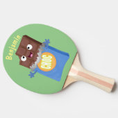 Cute happy chocola snoep bar cartoon tafeltennisbatje (Zijkant)