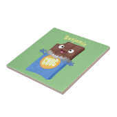 Cute happy chocola snoep bar cartoon tegeltje (Zijkant)