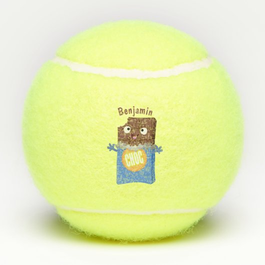Cute happy chocola snoep bar cartoon tennisballen (Achterkant)