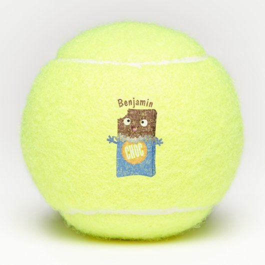 Cute happy chocola snoep bar cartoon tennisballen (Voorkant)
