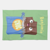 Cute happy chocola snoep bar cartoon theedoek (Horizontaal)