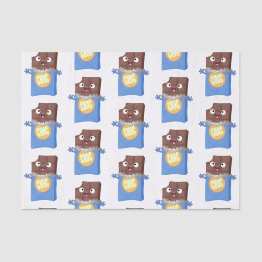 Cute happy chocola snoep bar cartoon tissuepapier (Voorkant)