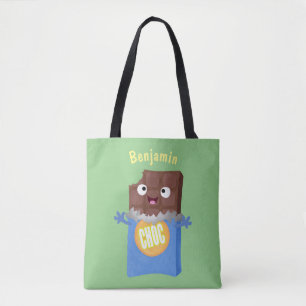 Cute happy chocola snoep bar cartoon tote bag